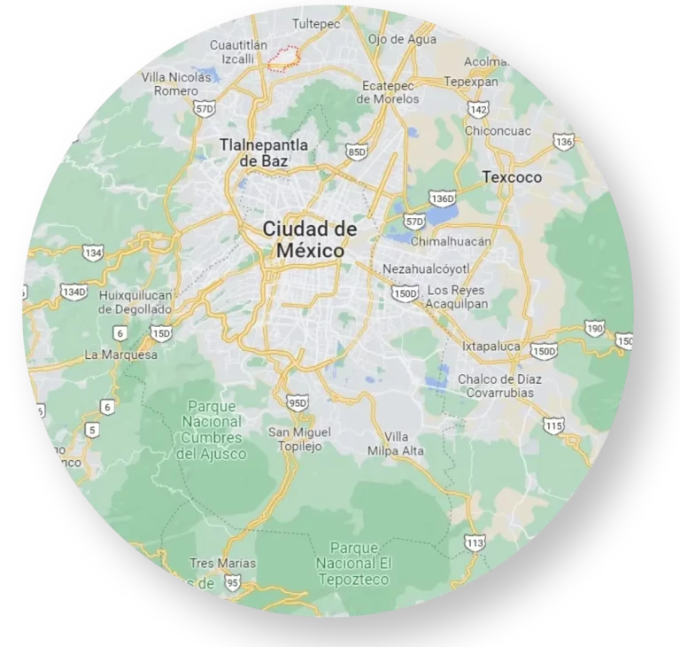 Mapa de cobertura para renta de bodega en CDMX y área metropolitana