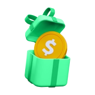 Icono de caja de regalo con una moneda - Ahorra en renta de minibodegas con Spakio